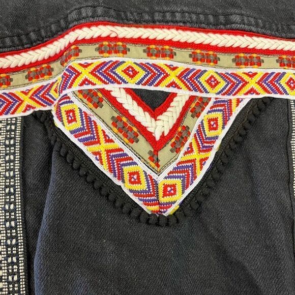 H&M X Coachella Black Denim Western Aztec Trim Festival Vest sz 12 EUC - Picture 7 of 7
